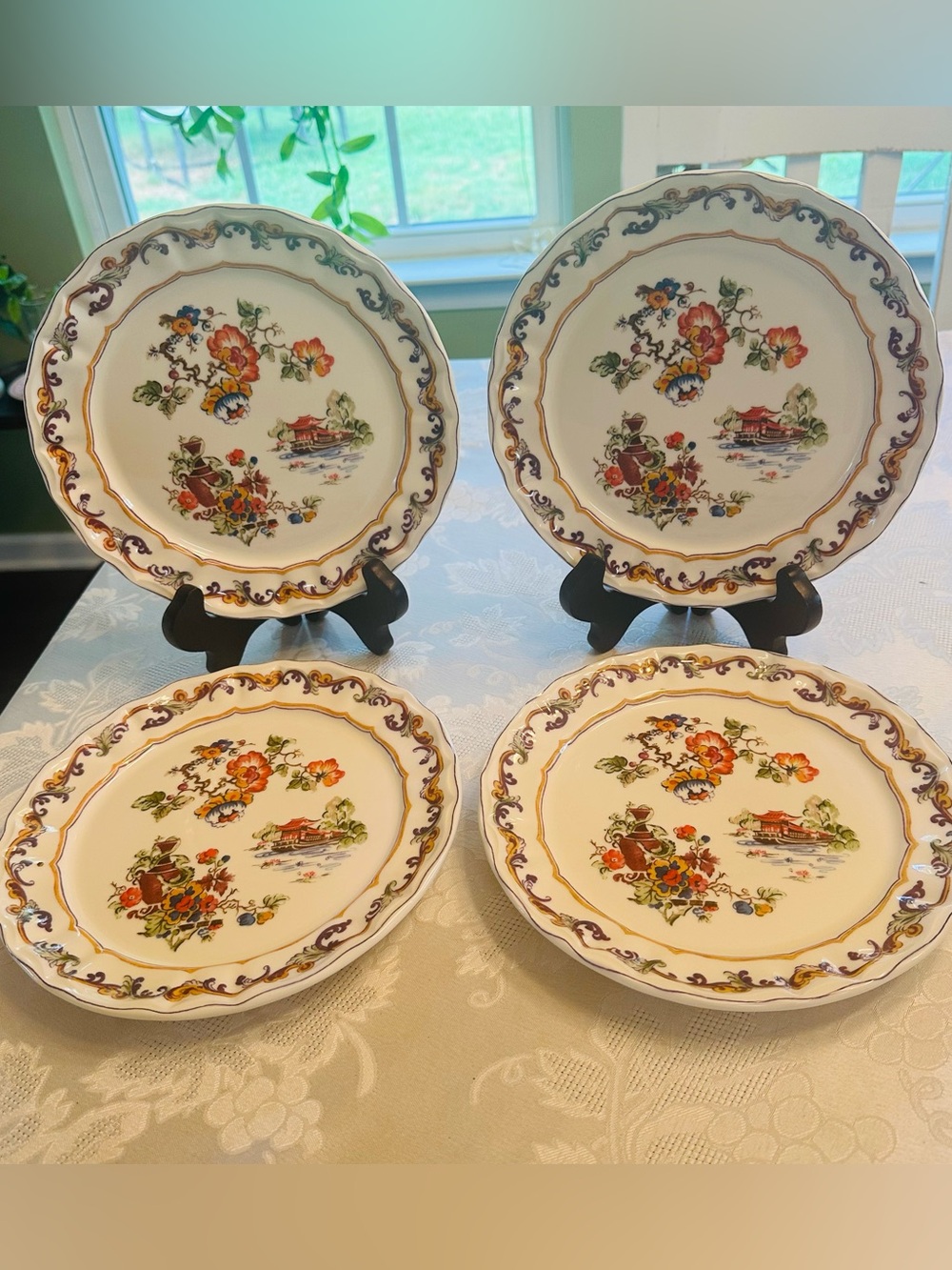 VTG World Market Claudette Chinoiserie Salad Plates WOM35 Set of 4 Portugal